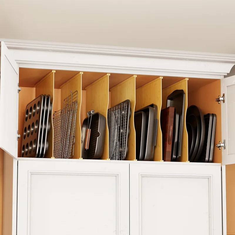 Kitchen Cabinet Baking Sheet Organizer - 6 Pack Tray Dividers for Cabinets