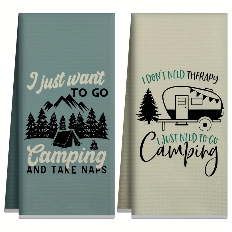 Kitchen Baking Cloth - 2Pcs, Camping Style Kitchen Towels, 40Cm*60Cm