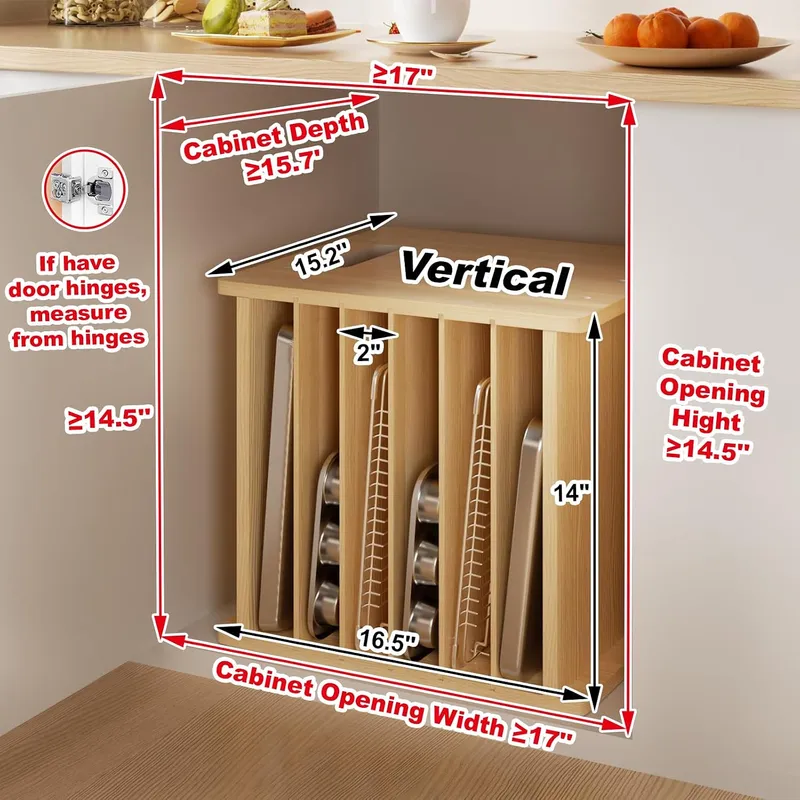 7 Tier Wooden Tray Dividers fo - đánh giá và giá Kitchen Cabinet Baking Sheet Organizer