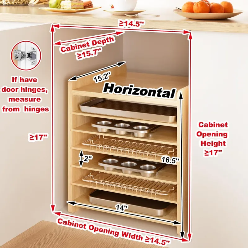 7 Tier Wooden Tray Dividers fo - đánh giá và giá Kitchen Cabinet Baking Sheet Organizer
