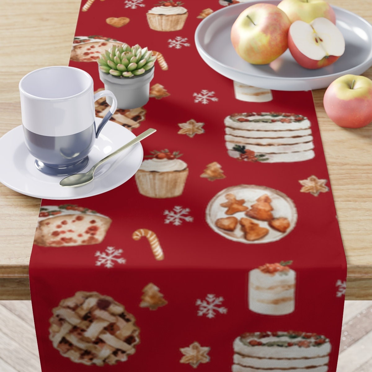 Red Christmas Baking Table Run - đánh giá và giá Kitchen Baking Table