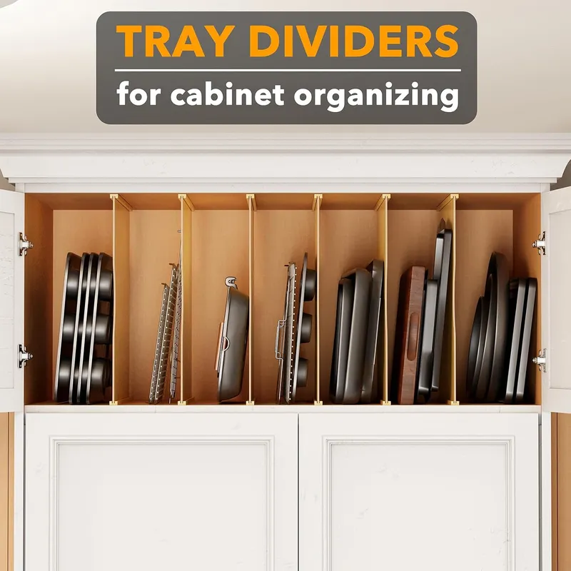 6 Pack Tray Dividers for Cabin - đánh giá và giá Kitchen Cabinet Baking Sheet Organizer