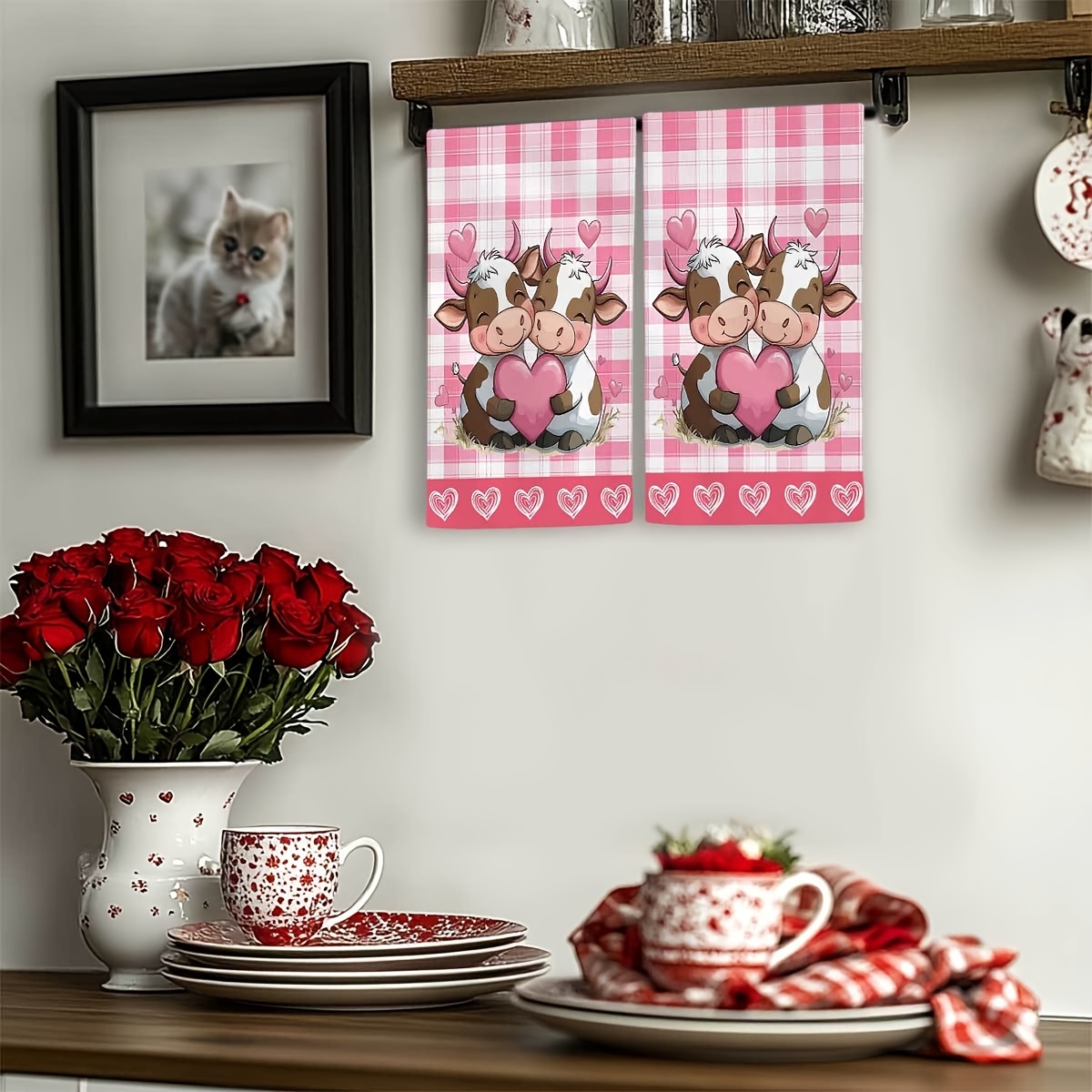2Pcs, Valentine's Day Pink Pla - đánh giá và giá Kitchen Baking Cloth