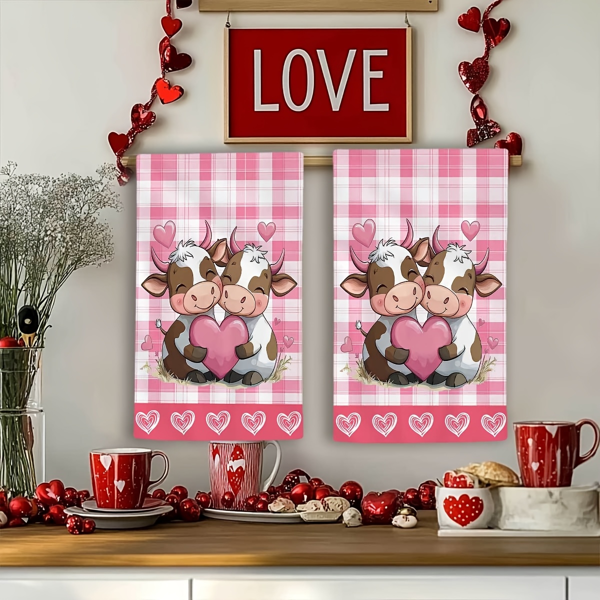 2Pcs, Valentine's Day Pink Pla - đánh giá và giá Kitchen Baking Cloth