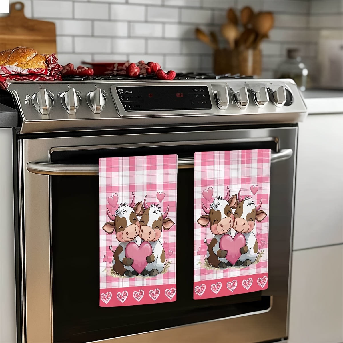 2Pcs, Valentine's Day Pink Pla - đánh giá và giá Kitchen Baking Cloth