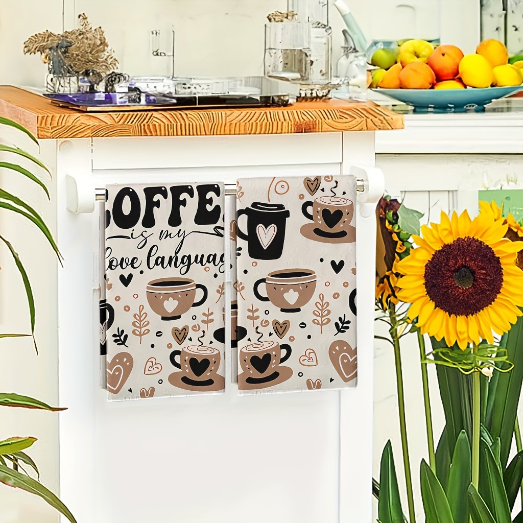 2Pc brown coffee cup kitchen t - đánh giá và giá Kitchen Baking Cloth