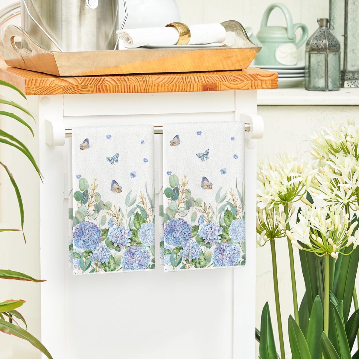 2Pcs, Butterfly Hydrangea Kitc - đánh giá và giá Kitchen Baking Cloth