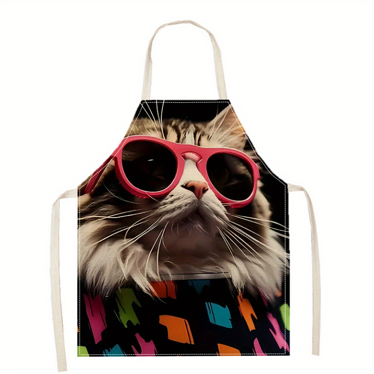 Linen Apron Funny Cat Sunglass - đánh giá và giá Kitchen Baking Area Ideas